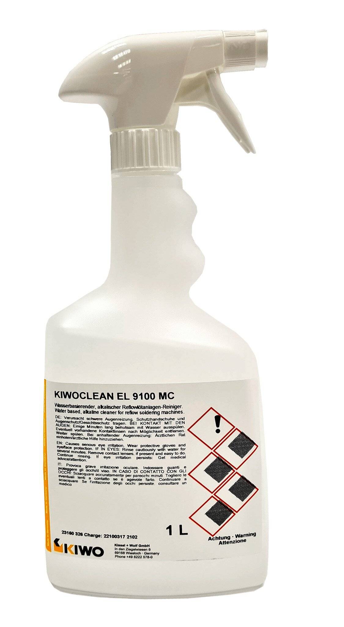 KIWOCLEAN EL 9100 MC Flacone spray Reinger, detergente per forni a rifusione, 12 fl.-0