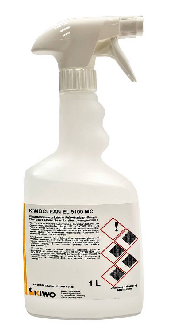 KIWOCLEAN EL 9100 MC Flacone spray Reinger, detergente per forni a rifusione, 12 fl.