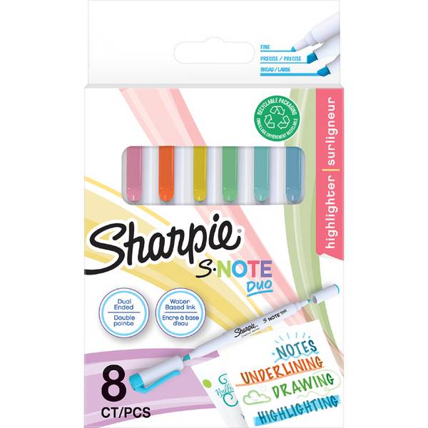Sharpie 2182116 S-Note Duo Dual-Ended Creative Markers Pack of 8
