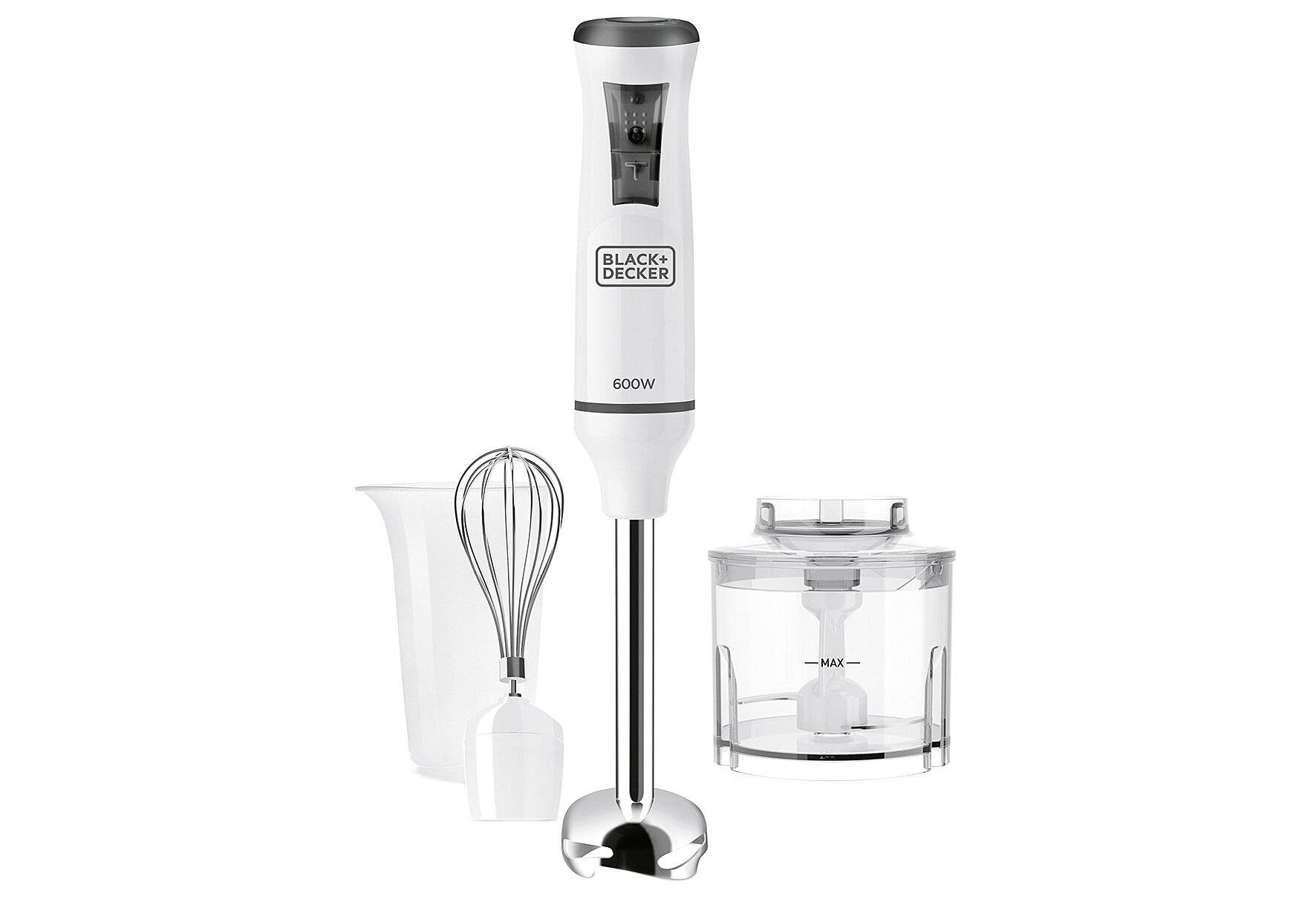 Black+Decker BXHBA600E Frullatore a immersione, 600, Acciaio inossidabile, Antiruggine, Bianco-0