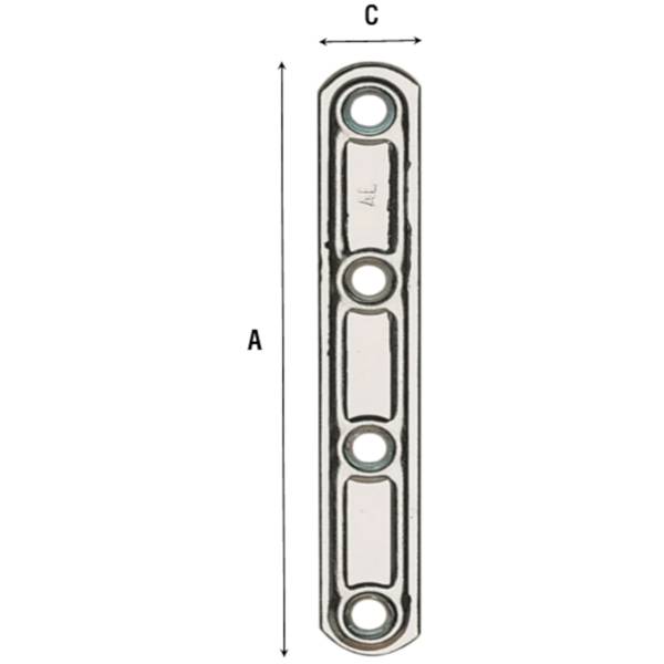 Lastrine stampate dritte - 4 fori. Spessore 2,3 mm.