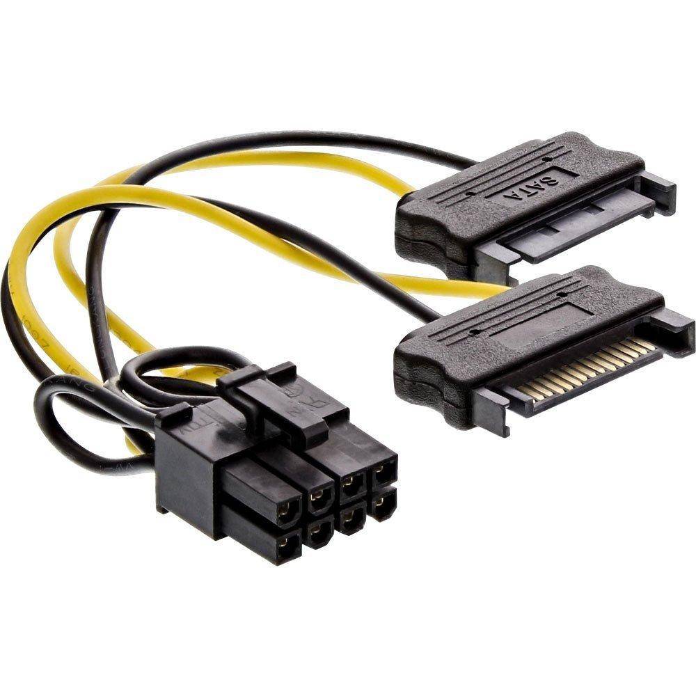 CAVO ADATTATORE DI ALIMENTAZIONE PER SCHEDE VIDEO PCI-E 8pin>2xSATA 0.15mt INLINE-0