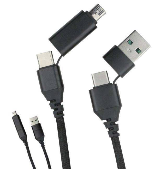 CAVO SYNC/CHARGE USB 3.1 TYPE-C + MICRO USB>TYPE-C + USB 2mt NERO MANHATTAN-0