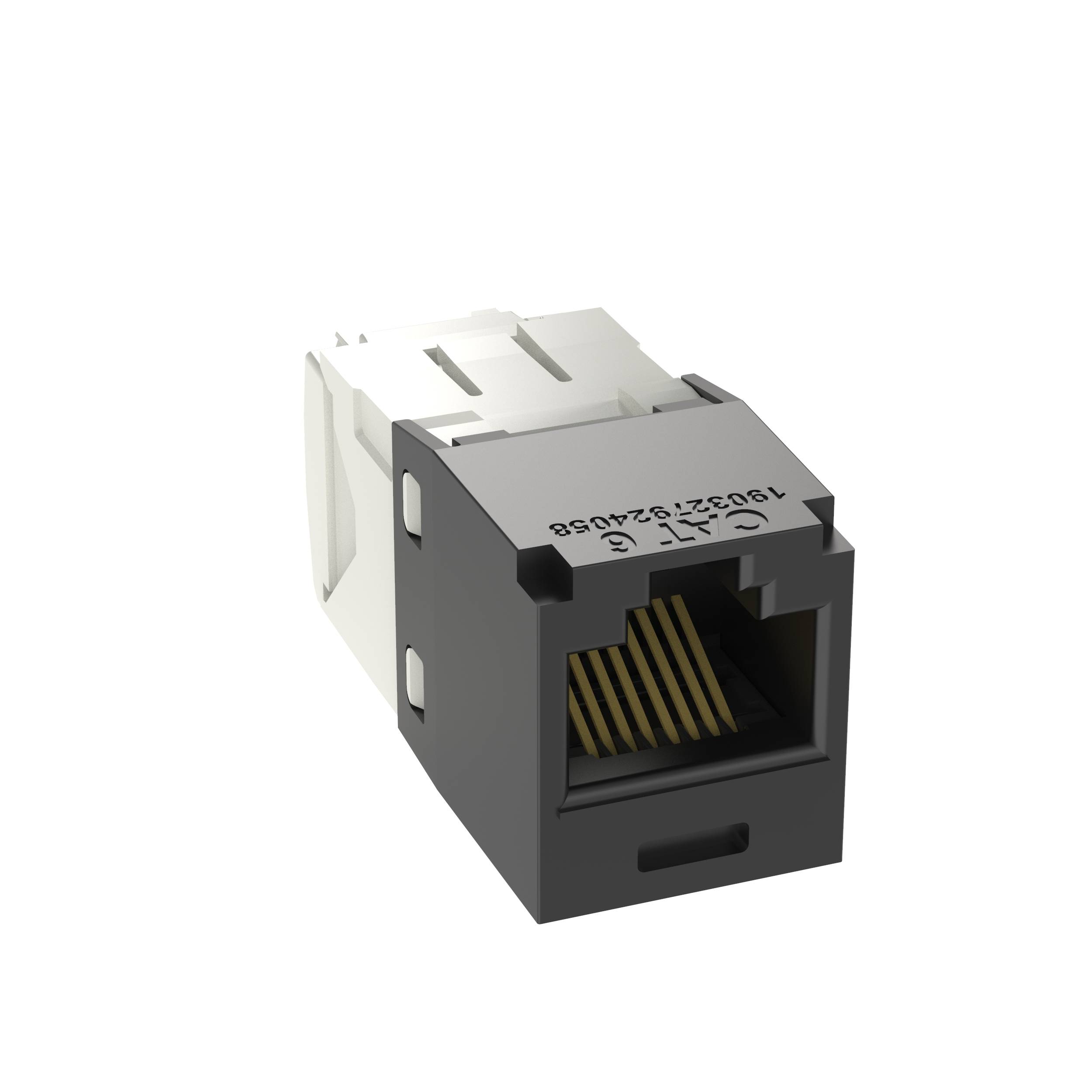 PRESA MINICOM RJ45U CAT.6 NERO PRESA MINICOM RJ45 NON SCHERMATA CAT.6 TOOL-LESS CONDUTTORE SOLIDO E TREFOLO AWG22-AWG2-0