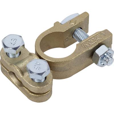 Morsetto in ottone con due viti per il collegamento sicuro di conduttori, idoneo per impianti elettrici.