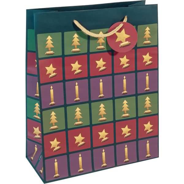 sigel Weihnachts-Geschenktüte "Cut-out style", groß Geschenktasche aus Papier, 157 g/qm, Oberfläche matt, - 1 Stück (GT0-0