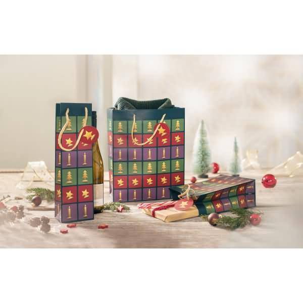 sigel Weihnachts-Geschenktüte "Cut-out style", groß Geschenktasche aus Papier, 157 g/qm, Oberfläche matt, - 1 Stück (GT0-1