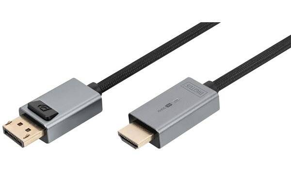 Digitus USB Cavo Spina HDMI-A, Spina DisplayPort 1 m Nero DB-340202-010-S UHD 4K;, tripla schermatura, Flessibile, Privo-2