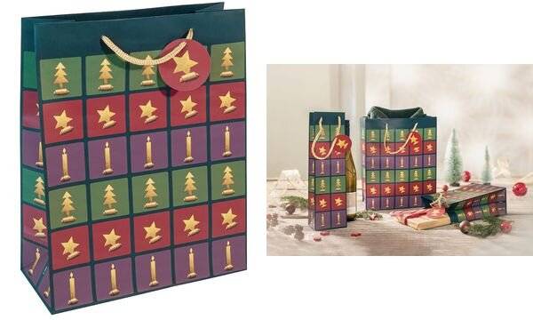 sigel Weihnachts-Geschenktüte "Cut-out style", groß Geschenktasche aus Papier, 157 g/qm, Oberfläche matt, - 1 Stück (GT0-2