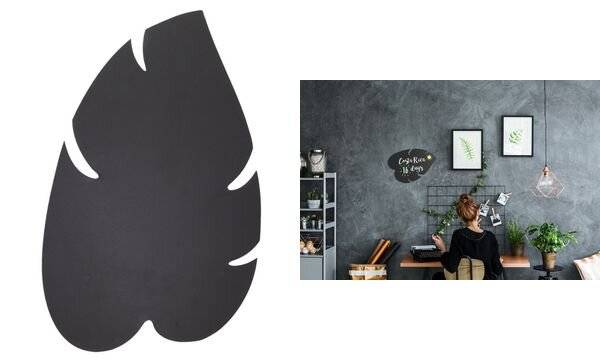 Lavagna Silhouette da parete - 43,8x29,6 cm - forma foglia - nero - Securit-1