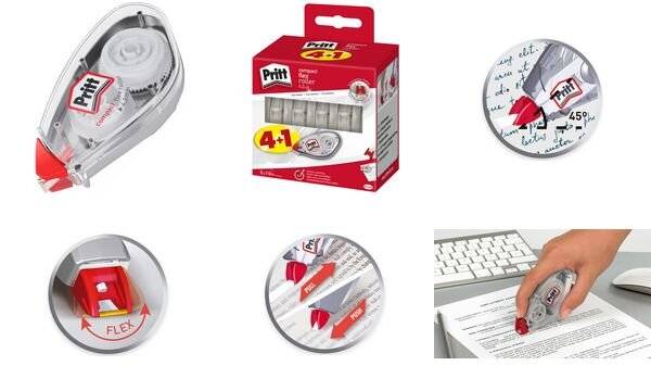 Correttore a nastro Pritt Compact flex 4,2 mm x 10 mt Value Pack 4+1 GRATIS - 2-1