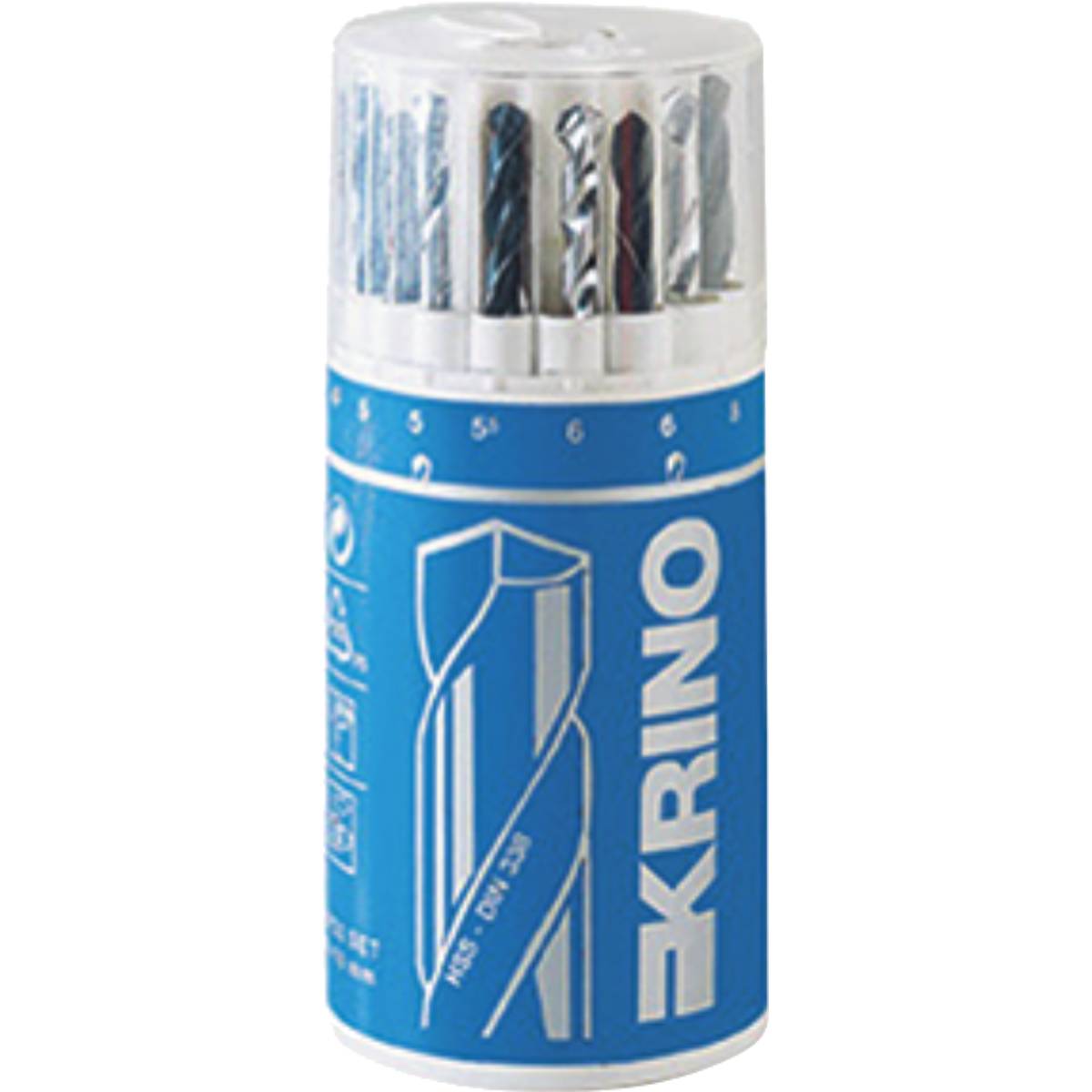 Set di 19 punte HSS corte miste metalli e muro in cilindro di plastica - DIN338, codolo cilindrico-0