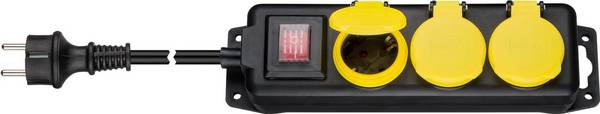 Goobay Presa multipla a 3 prese con protezione antispruzzo 3 m  3x prese “Standard Tedesco” (tipo F, CEE 7/3) con tappi