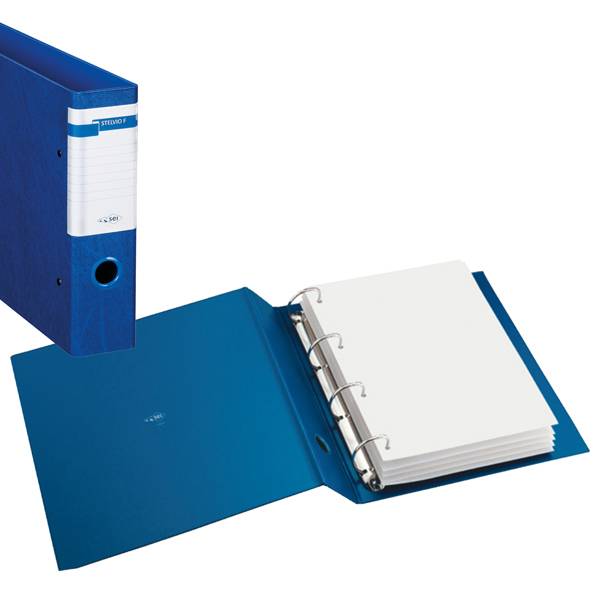 Raccoglitore Stelvio F - 4 anelli a D 25 mm - dorso 3,5 cm - 22x30 cm - blu - Sei Rota-0