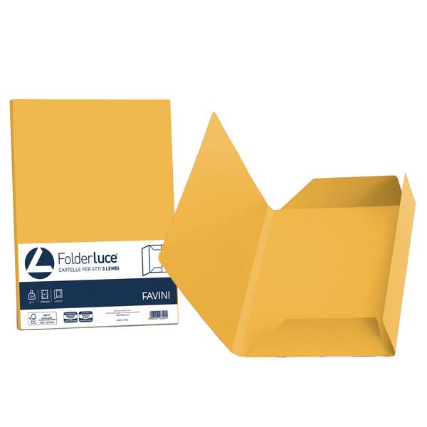Cartellina atti Favini 3 lembi pz.25 giallo oro-0