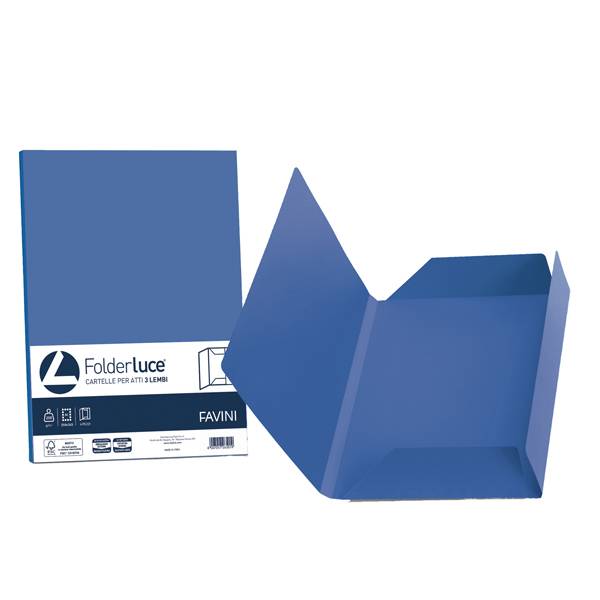 Cartellina atti Favini 3 lembi pz.25 blu di prussia