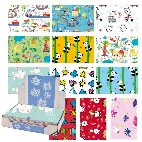 Carta regalo - raso - Bambini - 70 x 100 cm - Rex Sadoch - scatola 100 fogli-0
