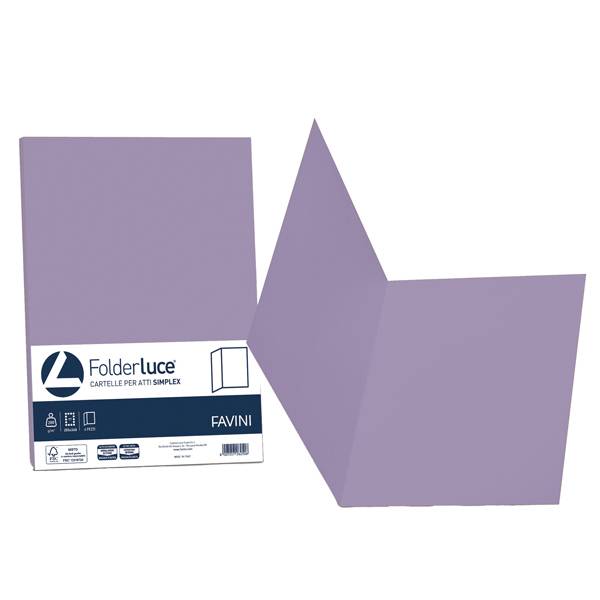 Cartellina in Cartoncino Simplex Luce&Acqua Favini - Semplice - 25x34 cm - 200 g - A50J664 (Violetto Conf. 50)