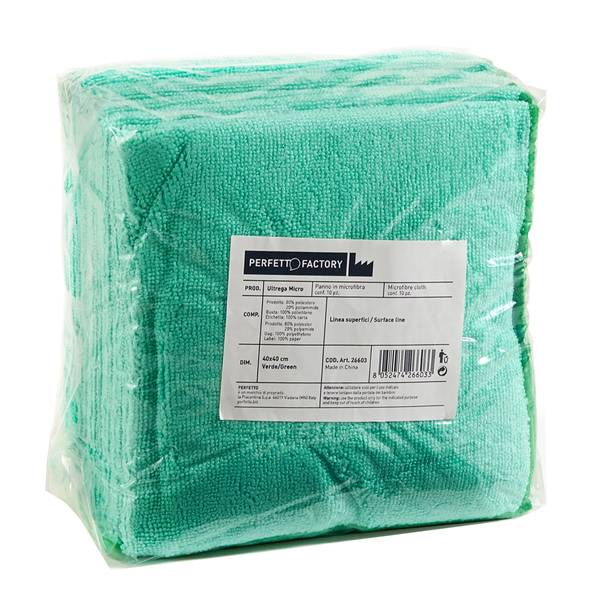 Panno in microfibra coll. ultrega - cm. 40x40 - conf. 10 pezzi - verde-0