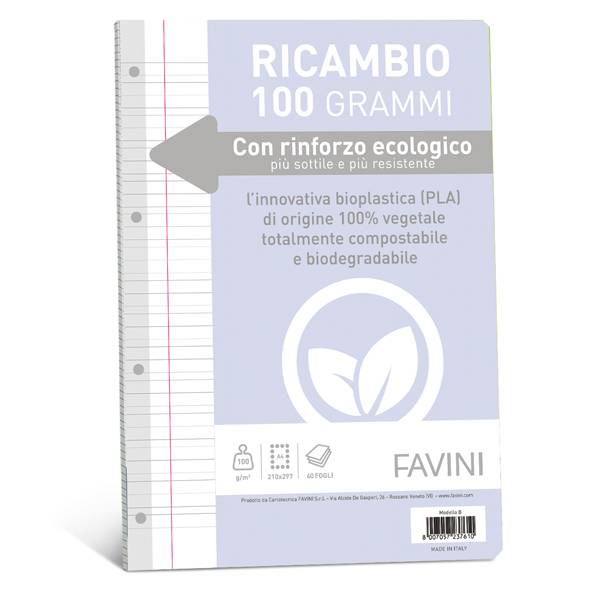 Ricambi Rinforzati per Quaderni Favini - A4 - Righe Terza Elementare con Margini - A472404-0
