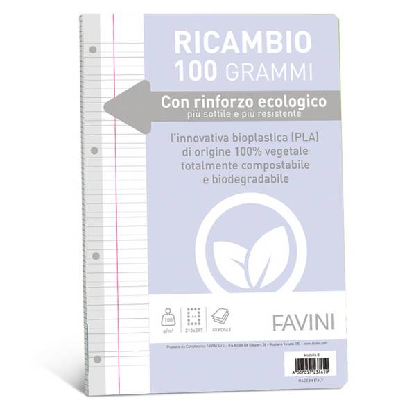 Ricambi Rinforzati per Quaderni Favini - A4 - Righe Terza Elementare con Margini - A472404