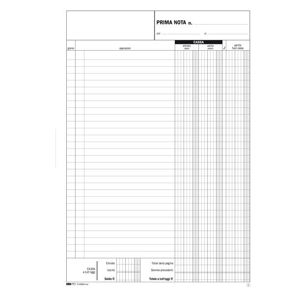 Blocco Prima Nota Cassa Entrate/Uscite Edipro - 21x31 cm - 50/50 Fogli Autoricalcanti - E5359A-0