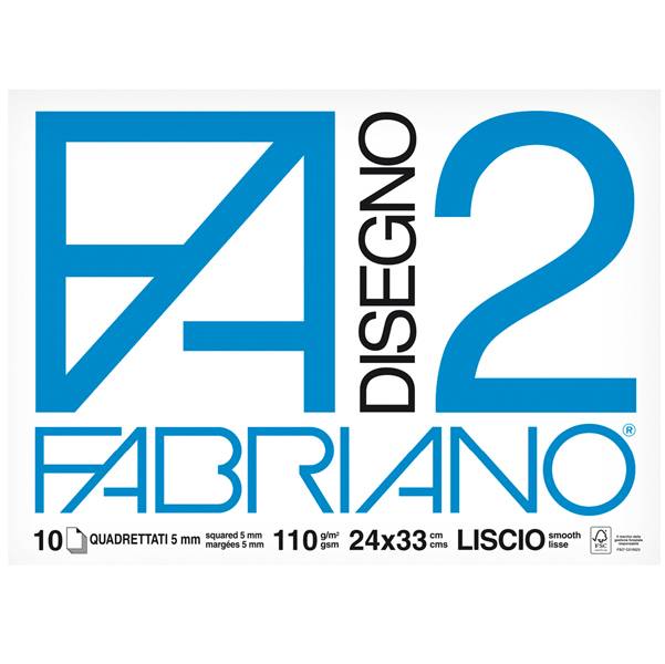Album da Disegno Fabriano 2 - 24x33 cm - Liscio Quadrettato a Punti Metallici - 110 g - 04204311 (Bianco Conf. 10)-0