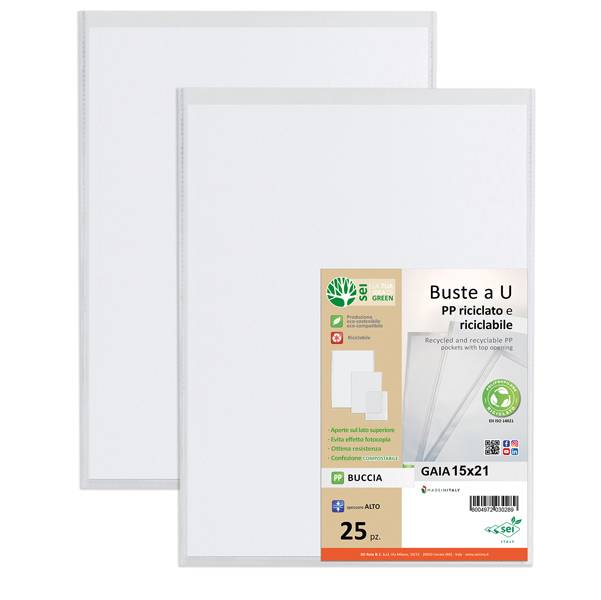 Busta a U Gaia Sei Rota - 15x21 cm - 721521 (Trasparente Conf. 25)-0