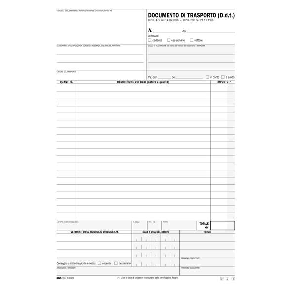 Blocco DDT Snap Edipro - 20,5x31 cm - 100 Fogli - 3 Copie Autoricalcanti - E9029/3-0
