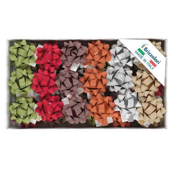 Stelle Glitterate per Pacchi Regalo 68245 Brizzolari - 10 mm x 5 cm - 02307200 (Assortiti Glitterati Conf. 50)