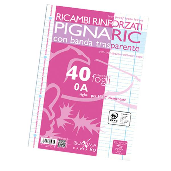 RICAMBI FORATI RINFORZATI A4 RIGO DI 1� 40FG 80GR PIGNARIC-0