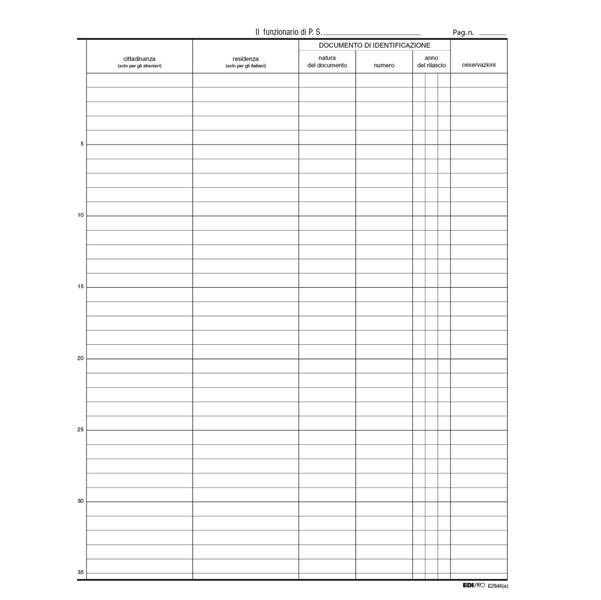 Registro Persone Alloggiate Edipro - 24,5x31 cm - 46 Pagine - E2846-0