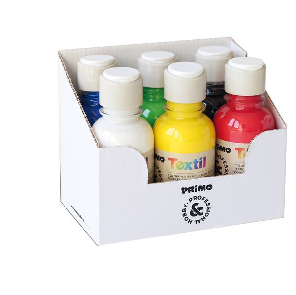 Colori per tessuti - 125 ml - colori assortiti - Primo - box 6 pezzi-0