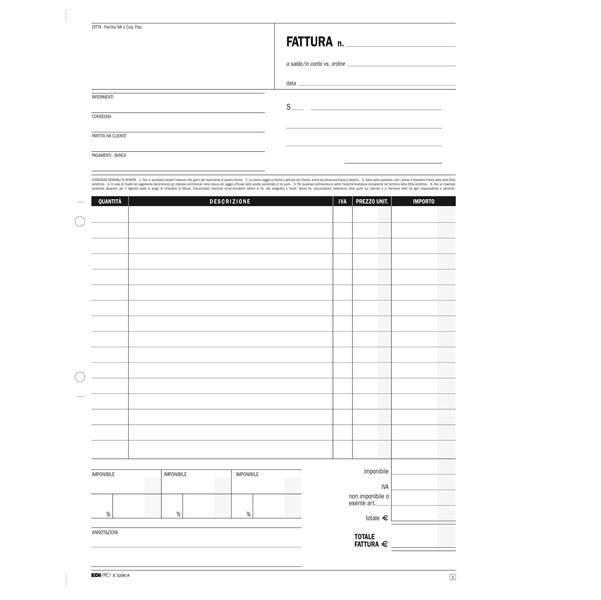 Blocco Fatture Generiche Edipro - 21x29,7 cm - 50/50 Fogli Autoricalcanti - E5296A (Conf. 10)-0