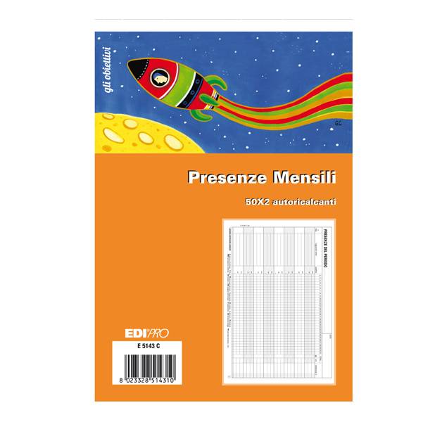 Foglio Presenze Mensili Edipro - 15x23 cm - 50 Pagine - E5143C-0