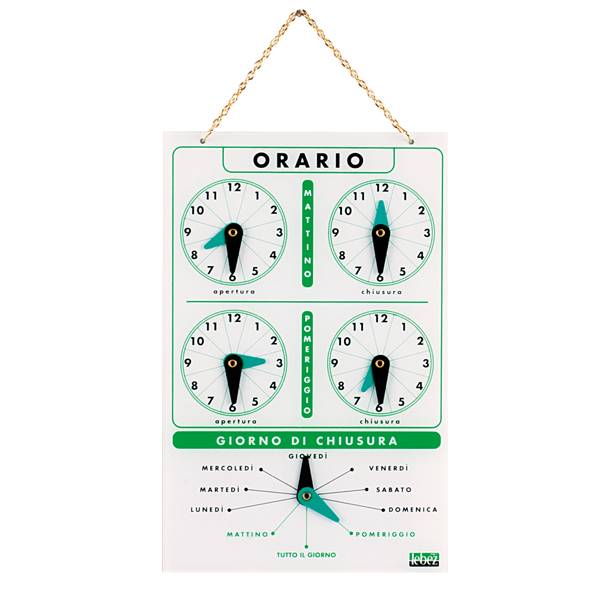 Cartello Orario con Catenella Lebez - 4506 (Bianco)-0