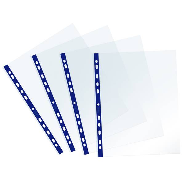 Buste forate Sprint - c/ banda - liscia - 22 x 30 cm - blu - Favorit - conf. 25 pezzi-0