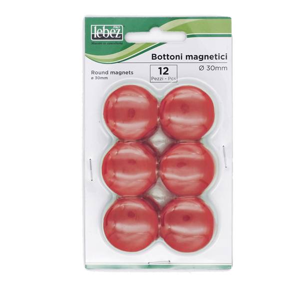 Magneti per Lavagne Lebez - 30 mm - MR-30-N (Rosso Conf. 12)-0