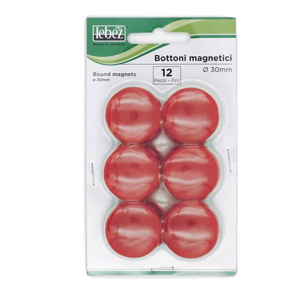Magneti per Lavagne Lebez - 30 mm - MR-30-N (Rosso Conf. 12)