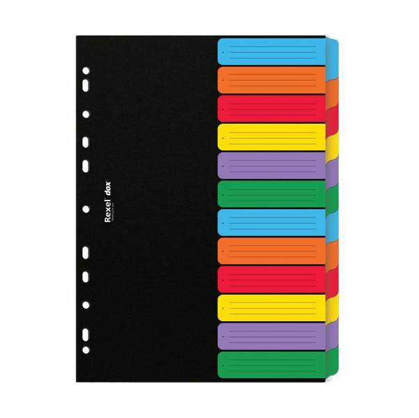 Rexel D26612 intercalare Cartella a soffietto espandibile Nero, Multicolore-0