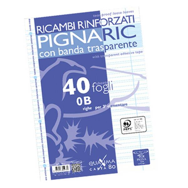 RICAMBI FORATI RINFORZATI A4 RIGO DI 3� 40FG 80GR PIGNARIC