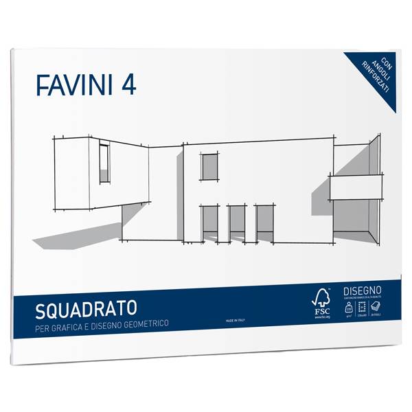 Album da Disegno Favini 4 - 33x48 cm - Liscio Riquadrato - 220 g - A167503 (Bianco Conf. 5)-0