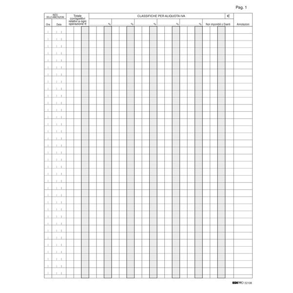 Registro IVA Corrispettivi per Mancato Funzionamento Registratore di Cassa Edipro - 24,5x31 cm - E2108-0