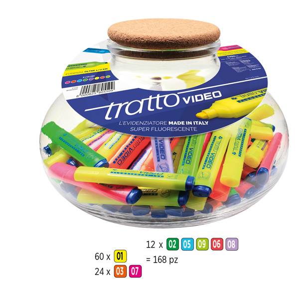 Evidenziatore Tratto Video - colori assortiti - Tratto - boccia 168 pezzi-0