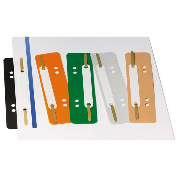 Pressini fermafogli - con linguette in metallo - 38 x 150 mm - colori assortiti - Lebez - conf. 250 pezzi-0