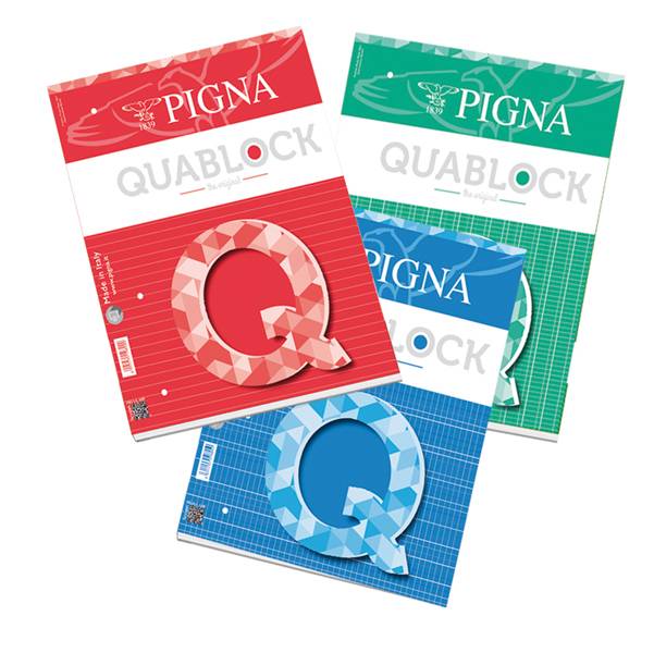 Blocco Collato Quablock Pigna - A5 - 1 Rigo senza Margini - 50 Fogli - 00609761R (Conf. 5)-0