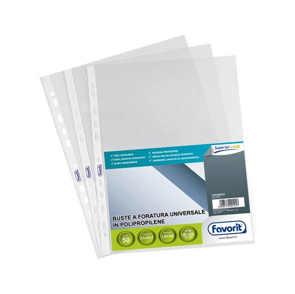 Favorit 100460025 foglio di protezione 210 x 297 mm (A4) Polipropilene (PP) 50 pz-0