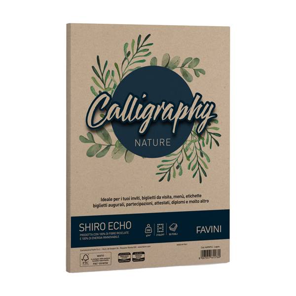Carta Calligraphy Nature Shiro Eco - A4 - 250 gr - legno - Favini - conf. 50 fogli-0