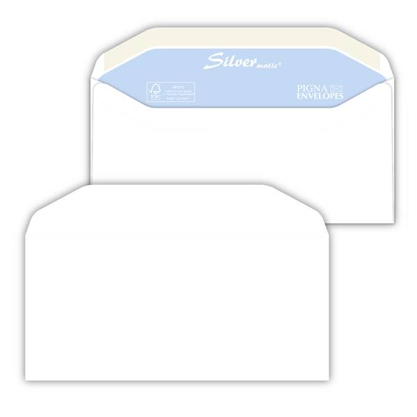 Busta SILVER MATIC FSC - gommata - bianca - senza finestra - 110 x 230 mm - 80 gr - Pigna - conf. 500 pezzi-0