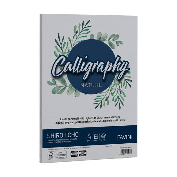 Carta Calligraphy Nature Shiro Eco - A4 - 120 gr - cenere - Favini - conf. 50 fogli-0